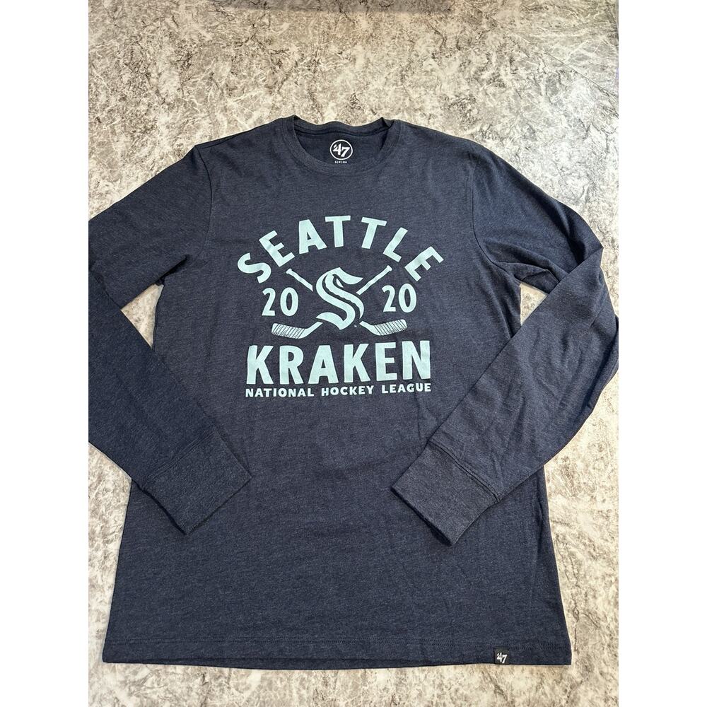 NWOT Men’s ‘47 Brand Seattle Kraken LS Tee Small Navy NHL Tshirt